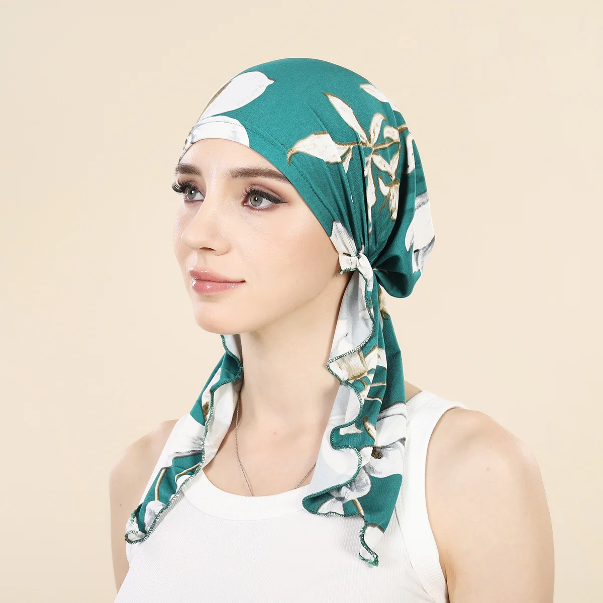 New 2026 Muslim Fashion Print Hijab Turban Long Tail Headscarf Elastic Breathable Chemo Cap for Women Girls