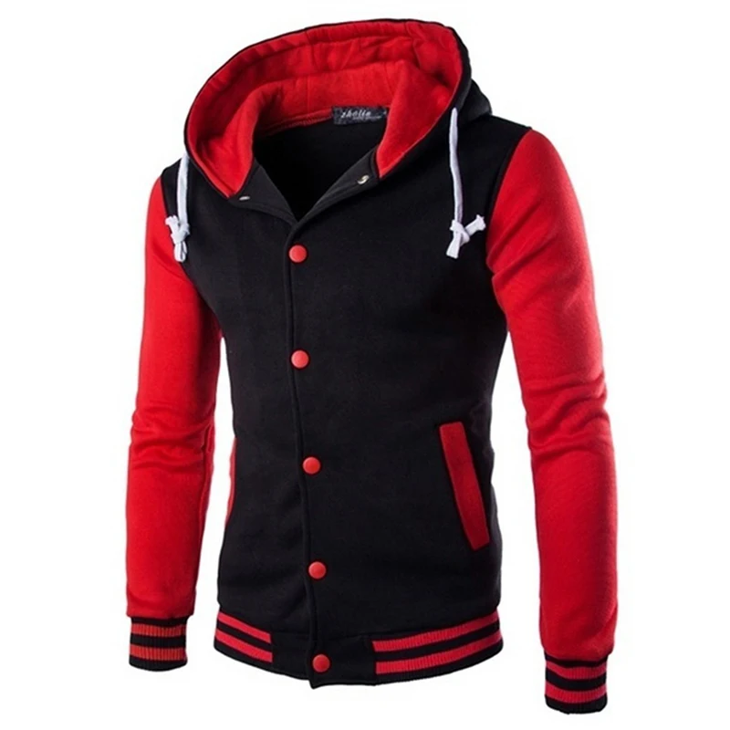 8 Colors Men\'s Baseball Jacket Hooded Jacket Eight Colors Slim Short Cardigan Sweater Brushed Hoodie Coat