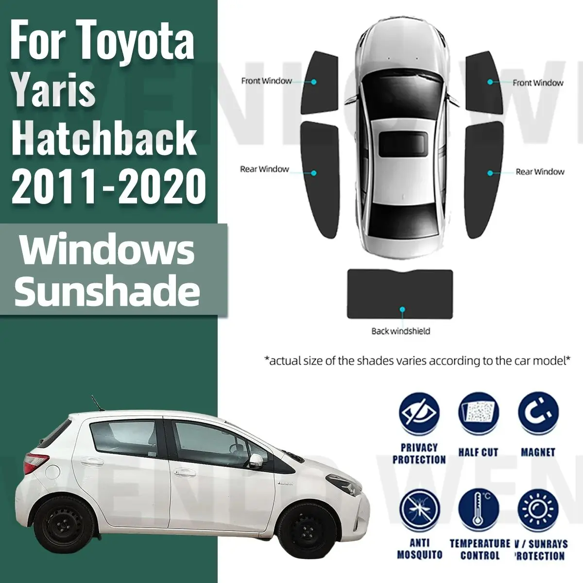 

For Toyota Yaris Hatchback 2011-2019 2020 Magnetic Car Sunshade Visor Front Rear Windshield Frame Curtain Side Window Sun Shade