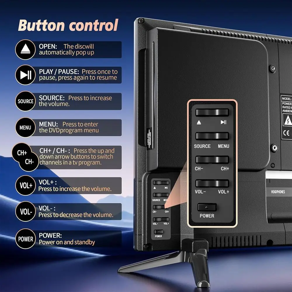 19 Inch 1080P LCD TV DVD Player Combo with HDMI USB for Home, Kitchen, RV Camper, or Office