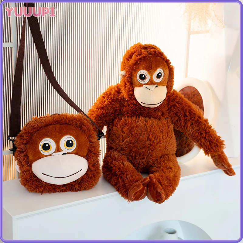 الكرتون الغوريلا ألعاب من نسيج مخملي محاكاة القرد Orangutan دمية محشوة الحيوان حقيبة الظهر غرفة ديكور الاطفال الفتيان الفتيات هدايا عيد الميلاد