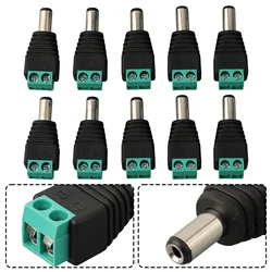 10PCS Male DC Power Plug Adapter Connector  5 5x2 1MM 12V 24V Plug For LED Power Supply  Easy To Install And Durable