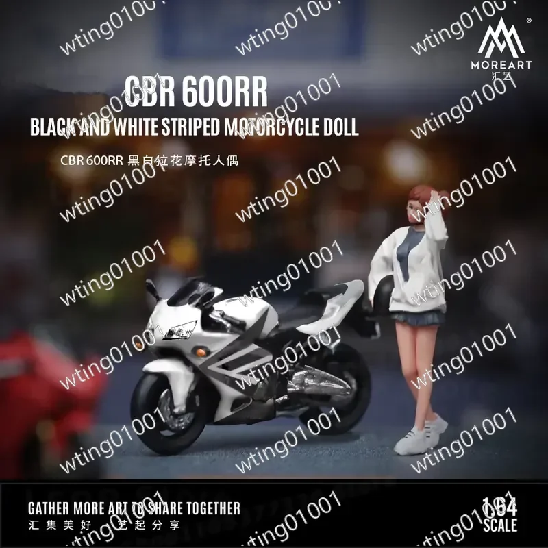 for X-T 1:64 Cbr 600RR Black White Striped Motorbike Diecast Toy Miniature Vehicle Ornament Home Decor Souvenir Present