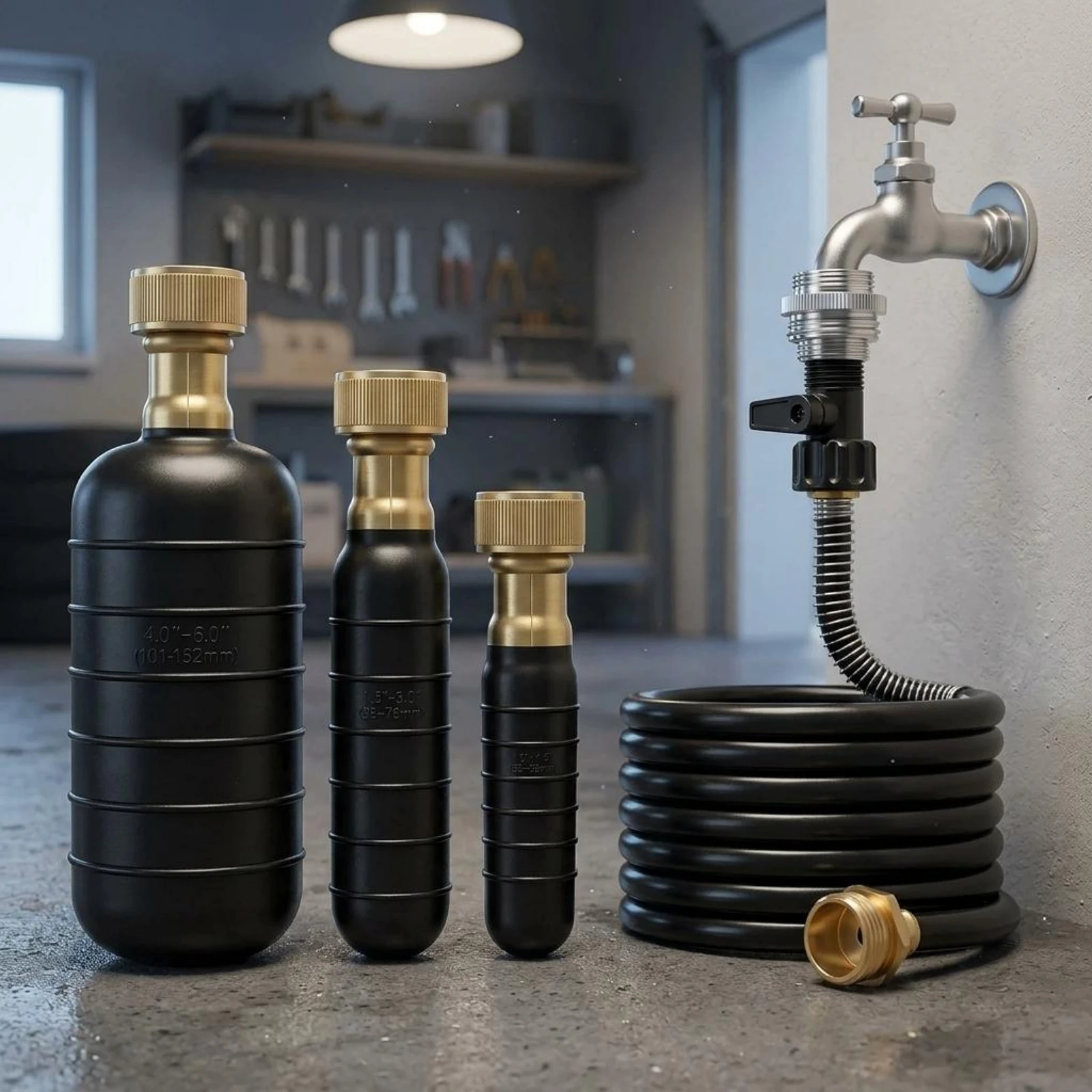 Coiled Hose Connector Adapters Coil Garden Hose Easy to Stow-Away Lightweight