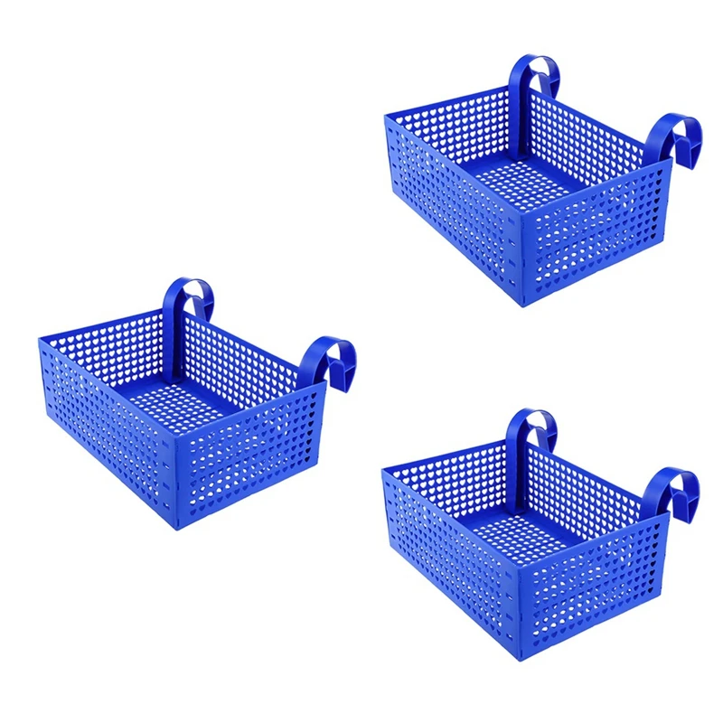 3Pcs Poolside Storage Basket With Cup Holder Hooks,Stretchable Pool Toy Basket For Most Frame Pools Pool Replacement Accessories