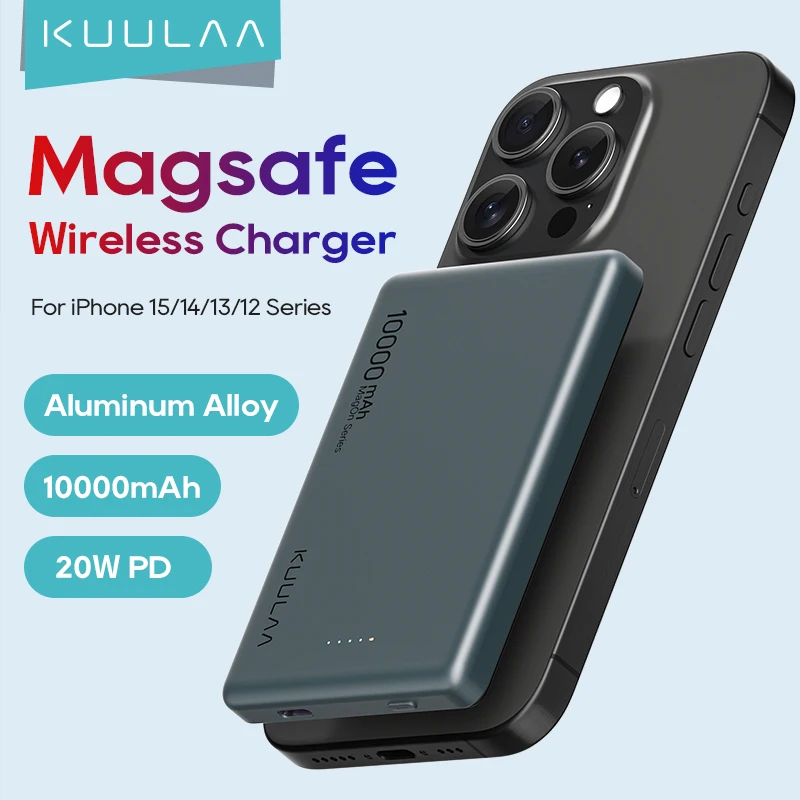 

KUULAA Magsafe Power Bank 10000mAh 20W Wireless Phone Charger External Battery Fast Charging For iPhone 15 14 Series PowerBank