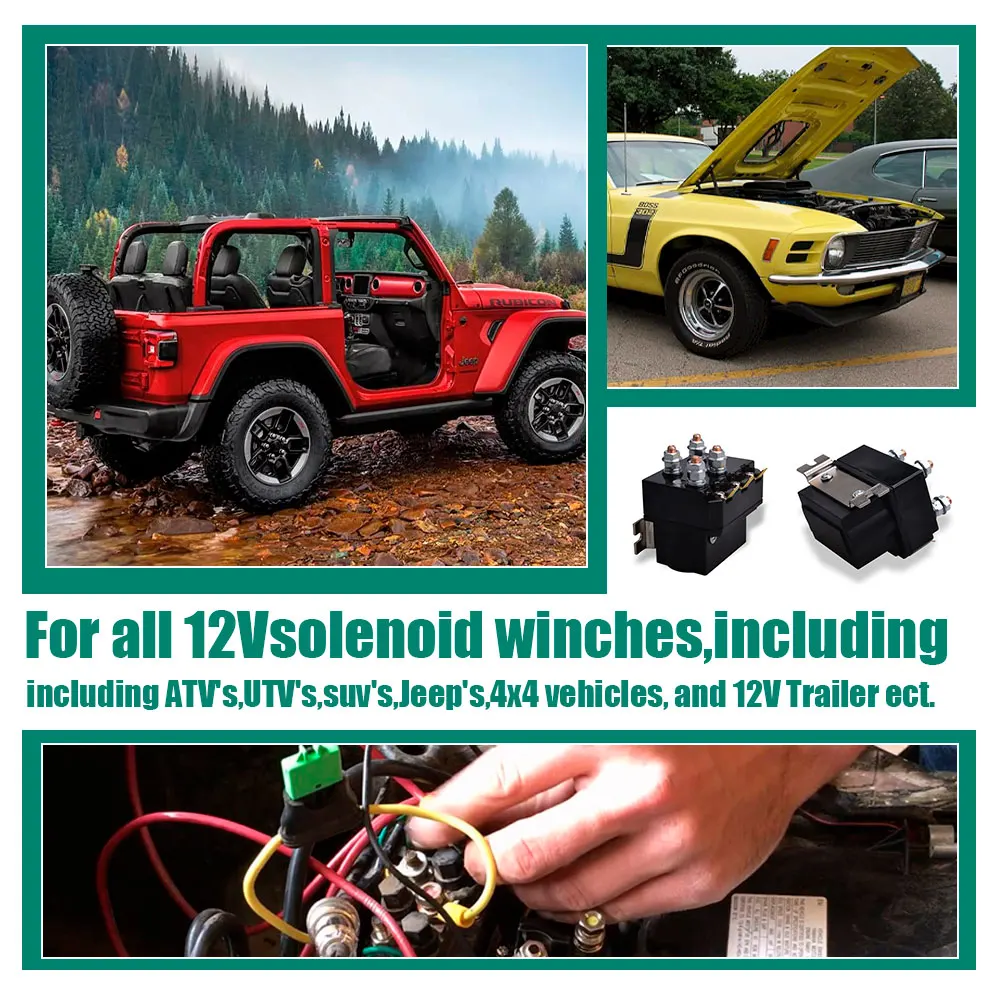 Universal 12V 250A Winches Solenoid Relay Replacement Spare Parts Winch Solenoid Relay Contactor for ATV SUV Premium Durable