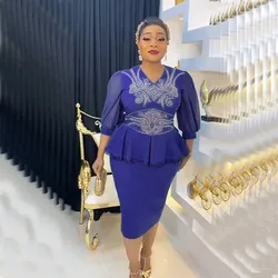 Elegant African Dresses for Women Two Pieces Set Tops Skirts Suits Dashiki Ankara Lace Wedding Party Gown Outfits 2025 New Robe