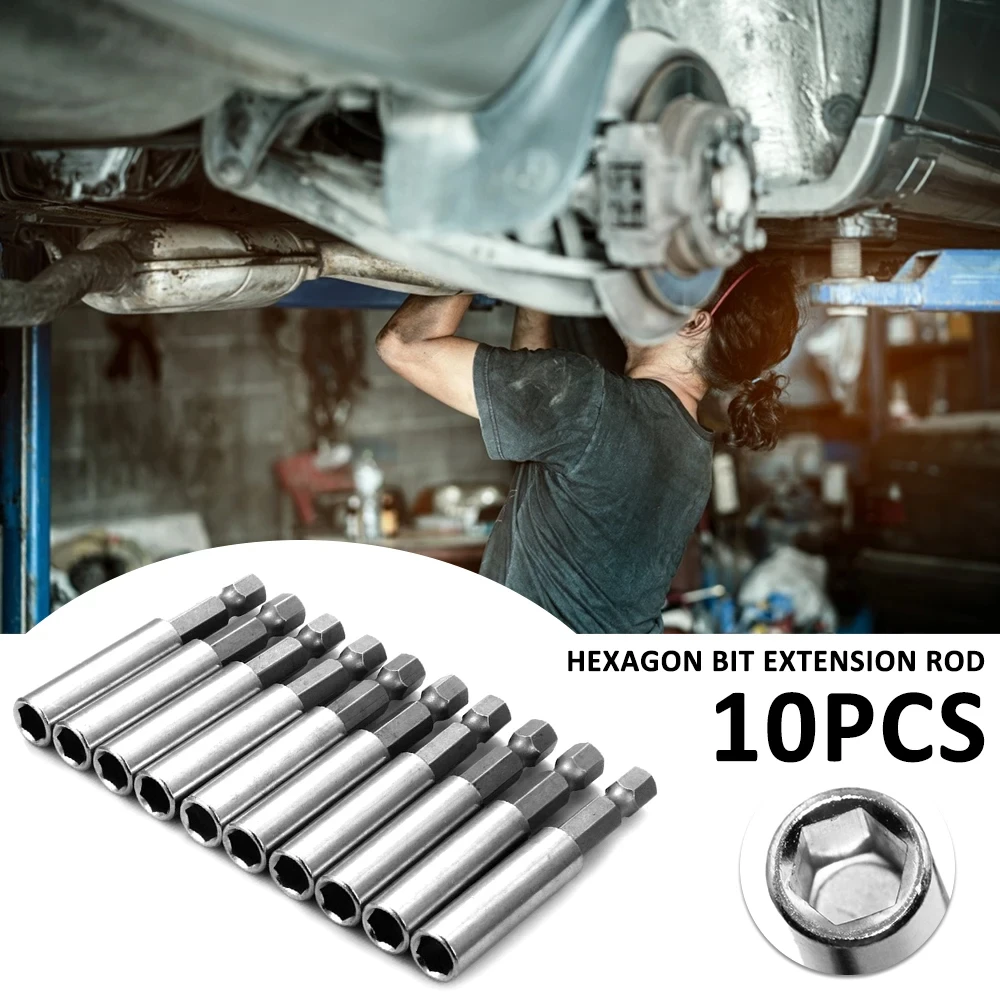 10PCS 60mm Magnetic Screwdriver Extension Bit Tips Holder,1/4 Quick Change Batch Head Joint Electric Tool Accessory Set