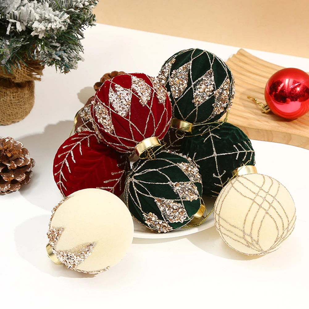 

12pcs Christmas Tree Ornaments 3.15 Inches Velvet Balls Wedding Christmas Holiday New Year DIY Decorations Xmas Baubles