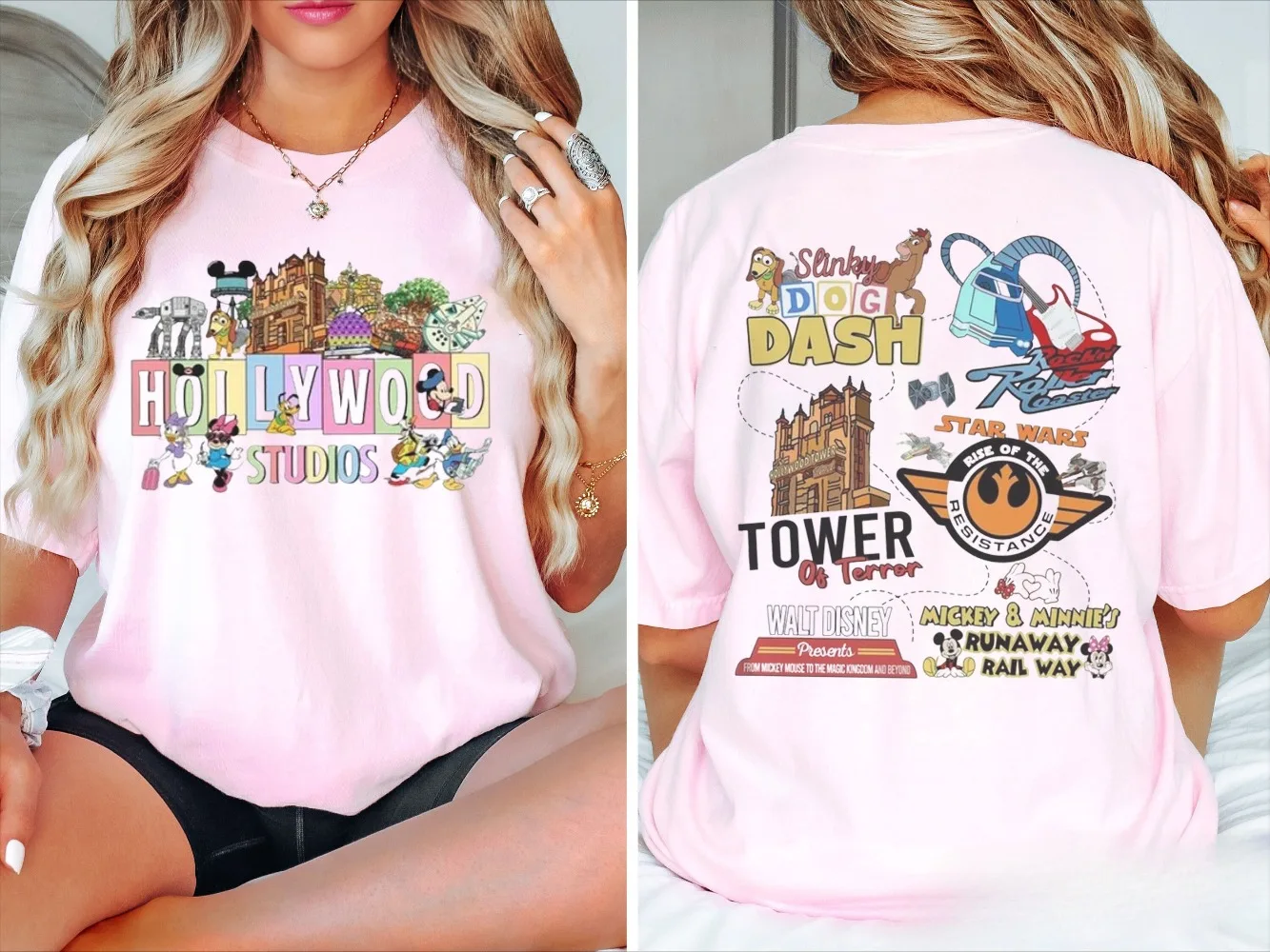 قميص Vintage Hollywood Studios ذو وجهين قميص Disney Comfort Color قميص Hollywood Studios Family قميص Disney Park