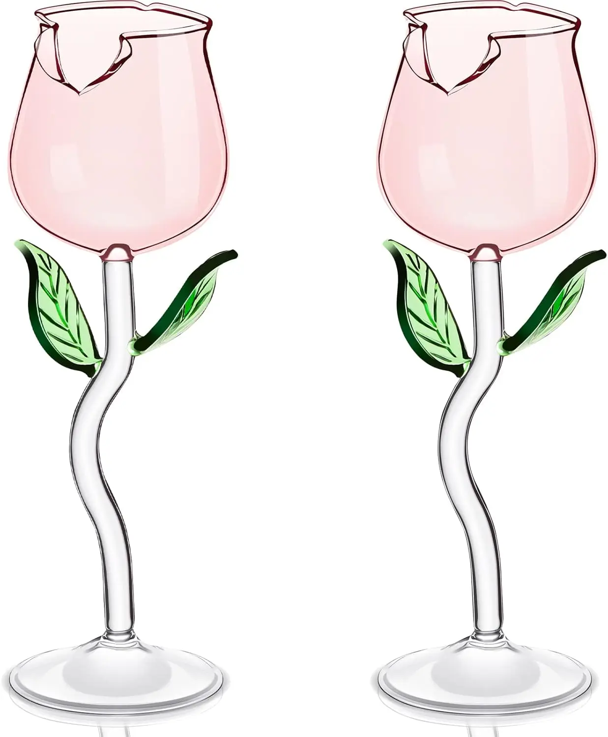 

2 Pack Rose Wine Glasses 6oz Creative Crystal Red Wine Glasses Rose Flower Goblet Cocktail Juice Glass for Party Bar Wed