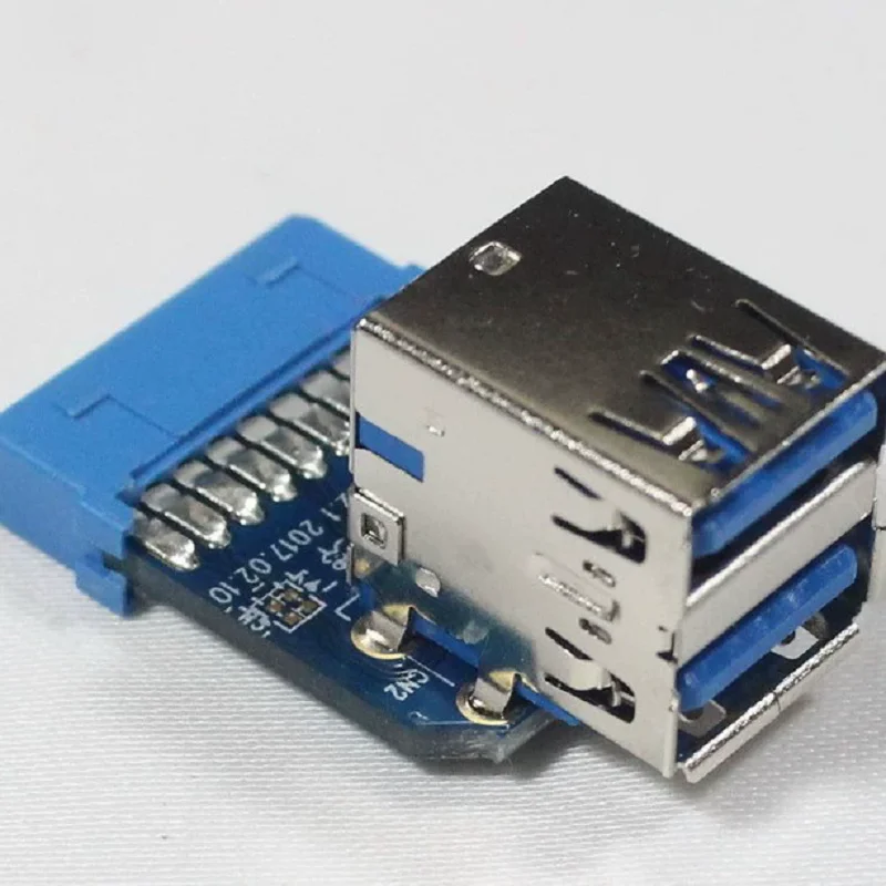 USB 3.0/3.1 Adapter 19P to 20P IDC Connector with Internal Dongle U-shield Front-mounted in Chassis for Data Transfer