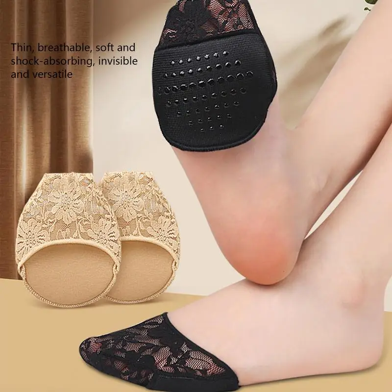 Lace forefoot cushion socks Forefoot Pads shock-absorbing sponge pads Silicone anti slip wrap toe invisible half length socks