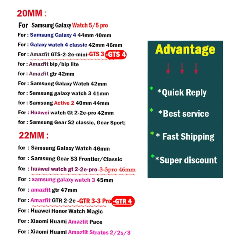 Cinturino in silicone per Samsung Galaxy Watch 6 5 Pro/5/4/classic/Active 2 43mm braccialetto sportivo amazfit gtr gts 4/3/2e/pro 20/22mm fascia