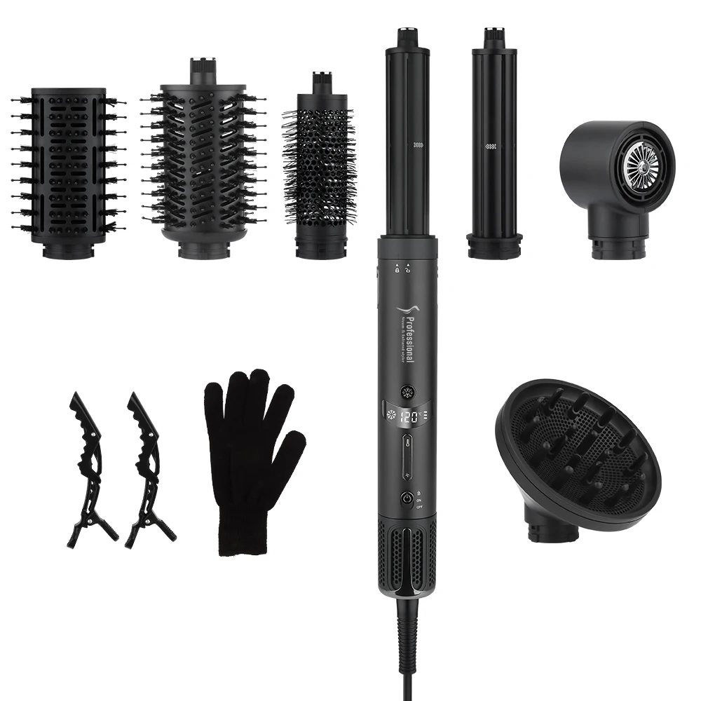 

8-in-1 Multi Styling Hot Air Electric Hair Blow Dryer Straightener Curling Iron Set with Comb Set for Ladies