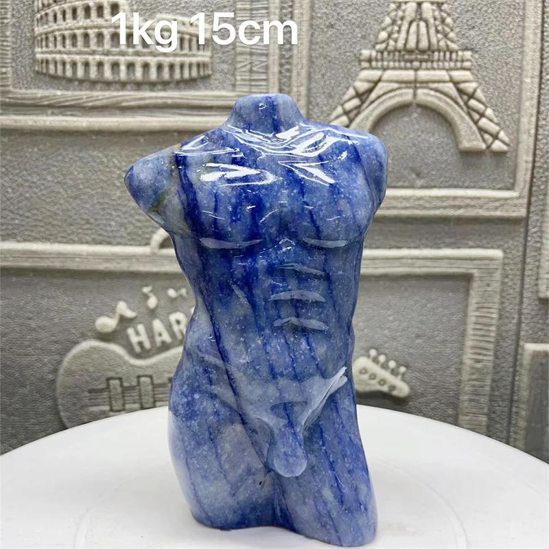 15CM Natural Blue Aventurine Model Body Decor Flashy Natural Quartz Crystal Men Model Pagan Wicca God Statue 1PCS