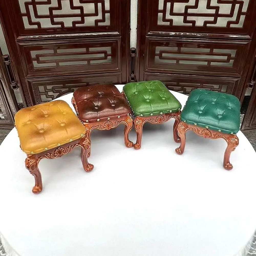 Vintage Style Dollhouse Chairs Mini Retro Simulated Miniatures Furniture European 1/12 Scale Dining Chair Scene Model