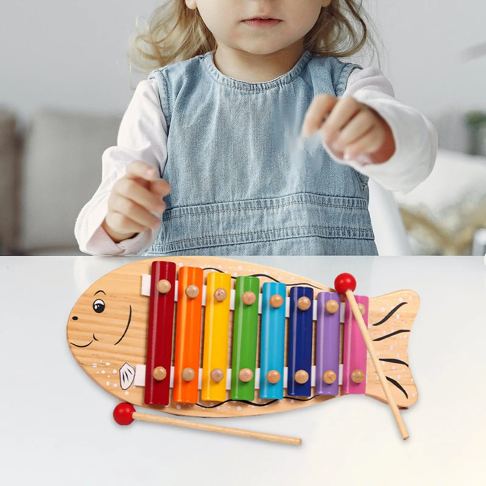 Colorful Musical Toy Preschool Smooth Surface 8 Notes Glockenspiel Xylophone