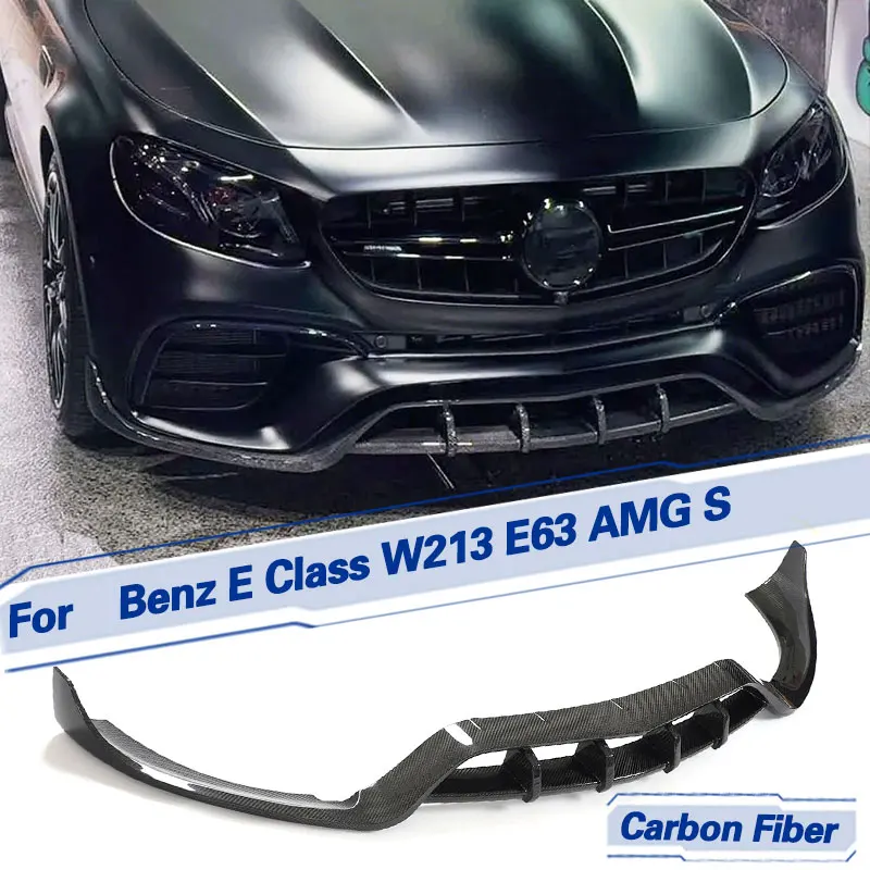

Car Front Bumper Lip Spoiler Carbon Fiber for Mercedes Benz E Class W213 E63 AMG S 4-Door 2016-2019 Racing Front Lip Chin Apron
