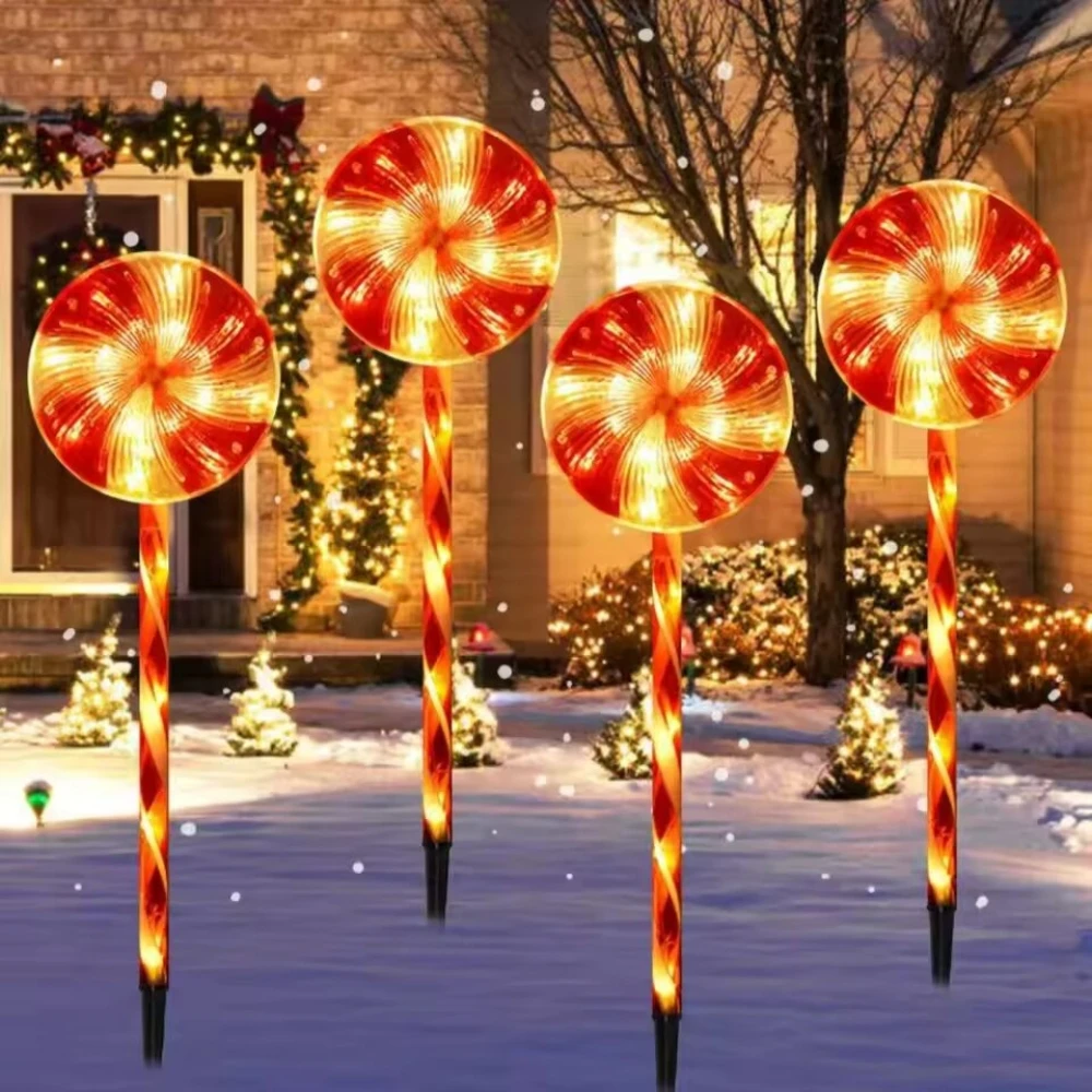 5PC/Set Solar Powered Christmas Windmill Lollipop Stake Lamp,8 Mode LED Lights,Suitable for Outdoor Festive Christmas Decoration