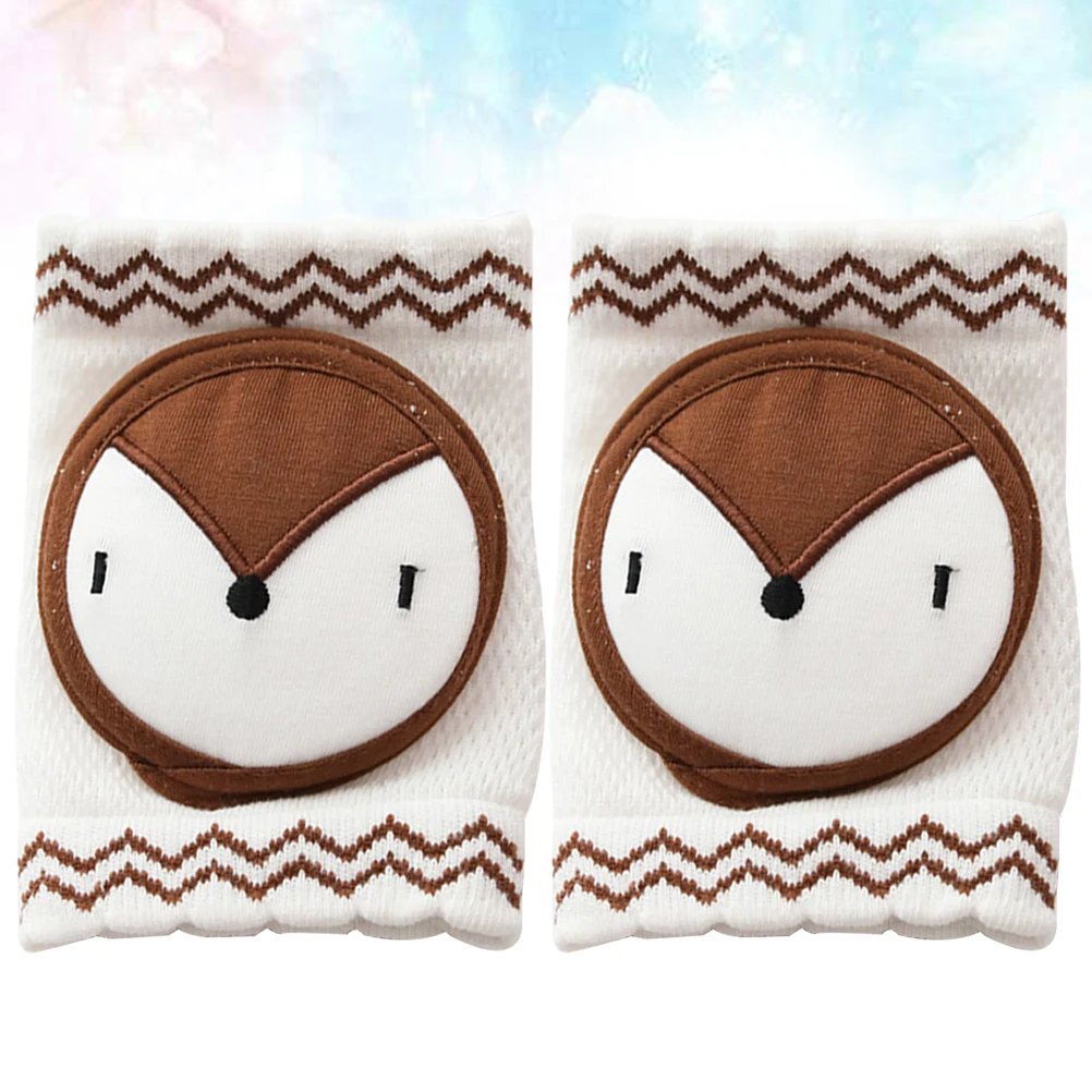 

1 Pair Summer Breathable Crawling Knee Socks Comfortable Elastic Knee Sleeve For Kids Baby Infants Fox Pattern Deep Coffee Color