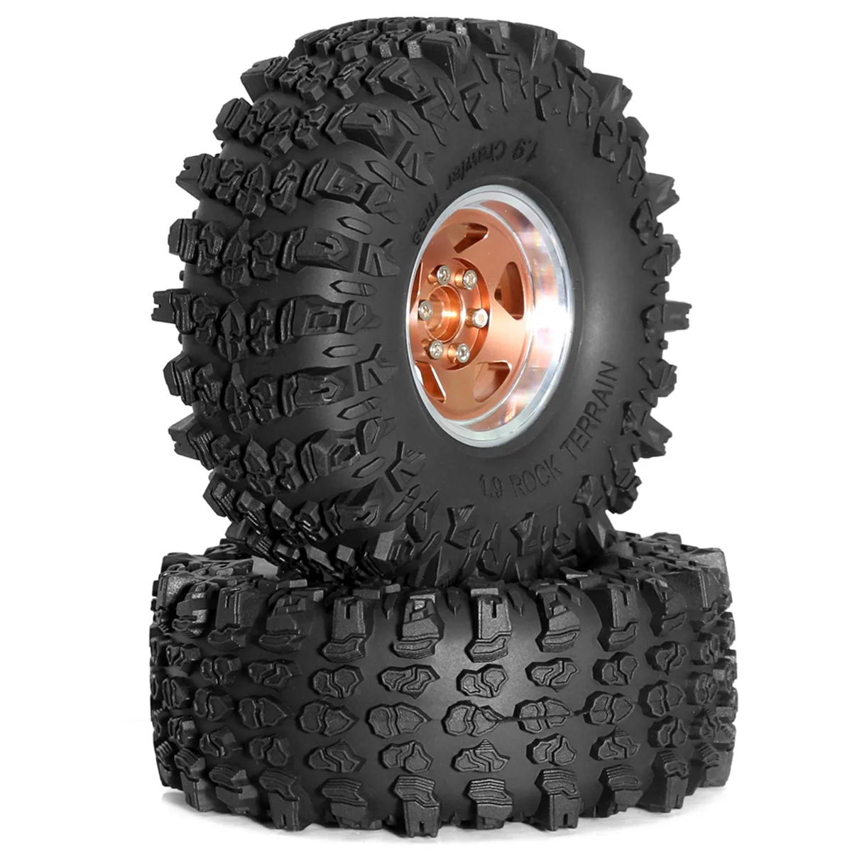 

Modern 4Pcs 1.9 Inch Metal Tire Wheels with 118mm OD Tires for Axial Gold