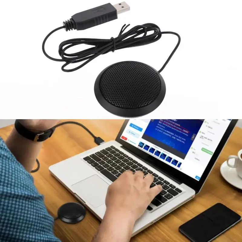 USB/3.5mm Conference Microphone Plug&Play 360° Omnidirectional Desktop Computer Mic For Computer Desktop Laptop