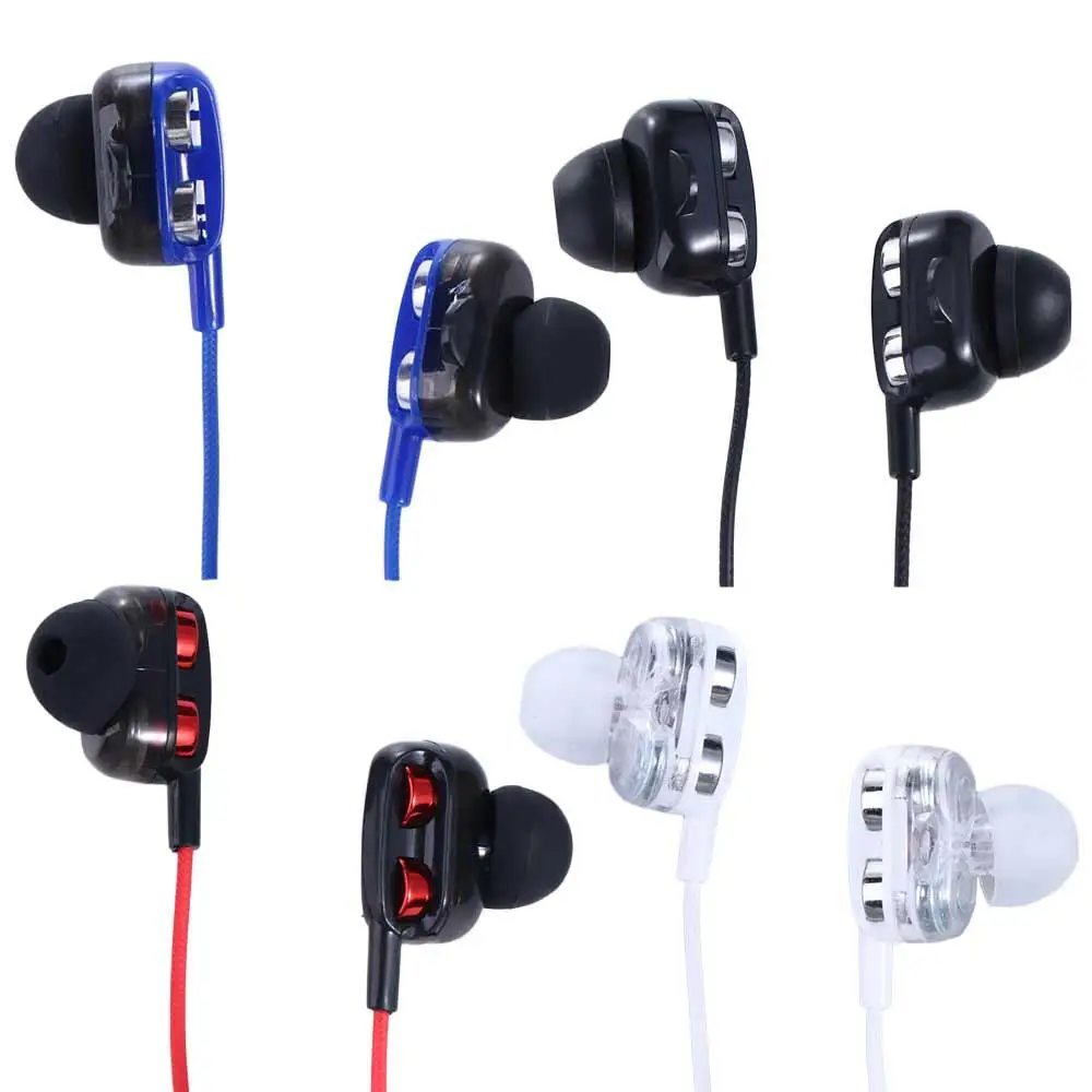 

Stereo Earphones Sleep Earphone Double Dynamic Coil In Ear Type 3.5mm Earphone Wired Headset Bass Earbuds Wired Headphone