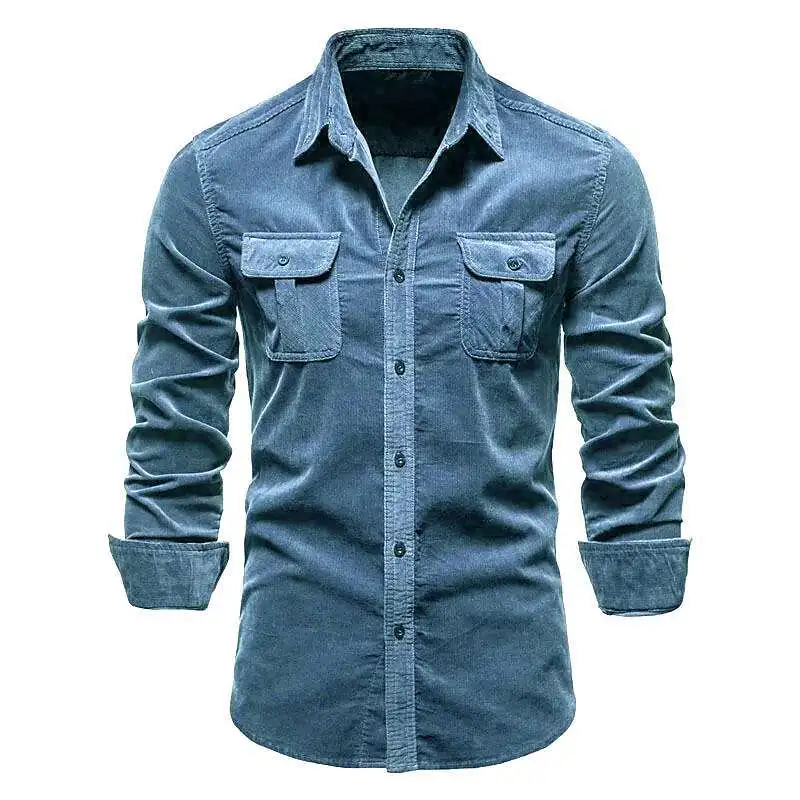 2024 new autumn and winter cotton basic Japanese corduroy men business slim casual shirt men new long-sleeved jacket