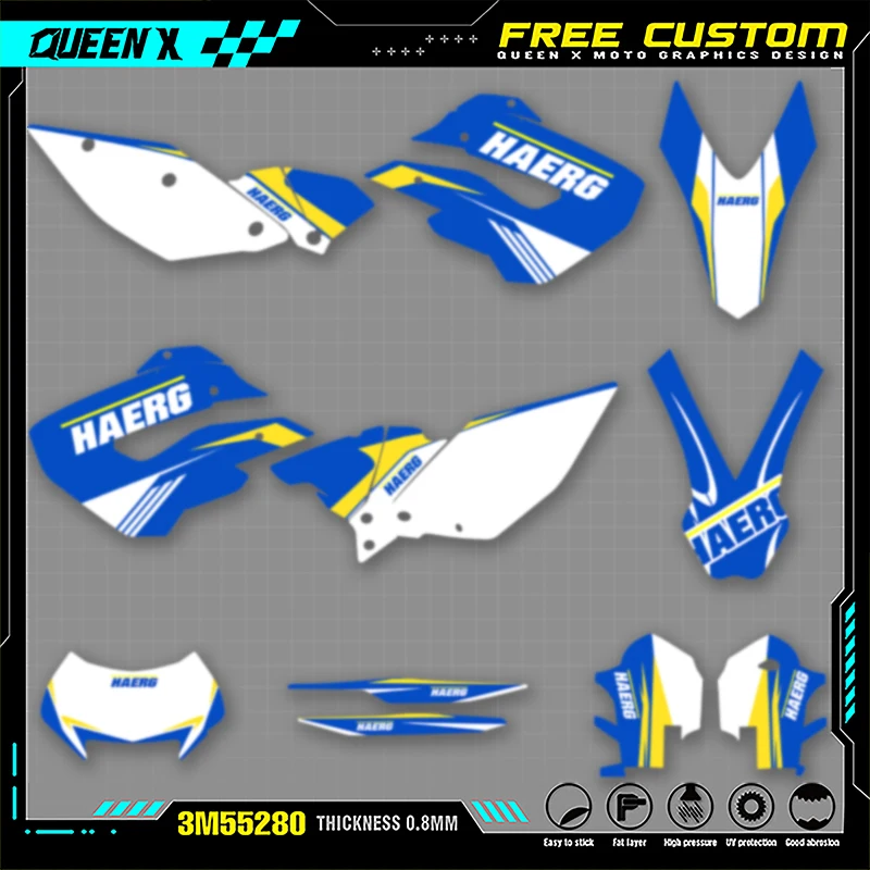 

Queen X MOTOR пользовательские мотоциклетные графические наклейки, комплект наклеек для Husaberg FE 2009 2010 2011 2012, мото наклейки по индивидуальному заказу