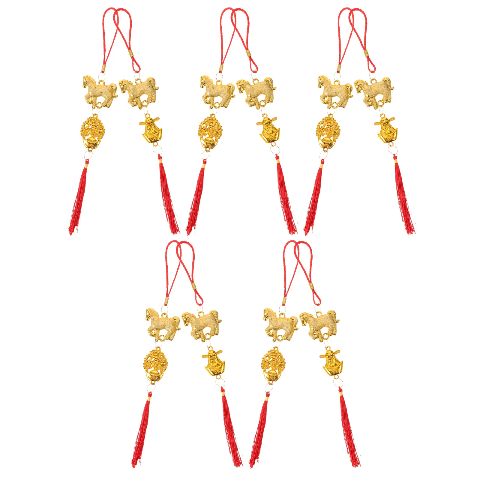 

10Pcs Chinese New Year Horse Decorations Red Tassel Pendants Festive Zodiac Ornaments Indoor Outdoor Spring Festival