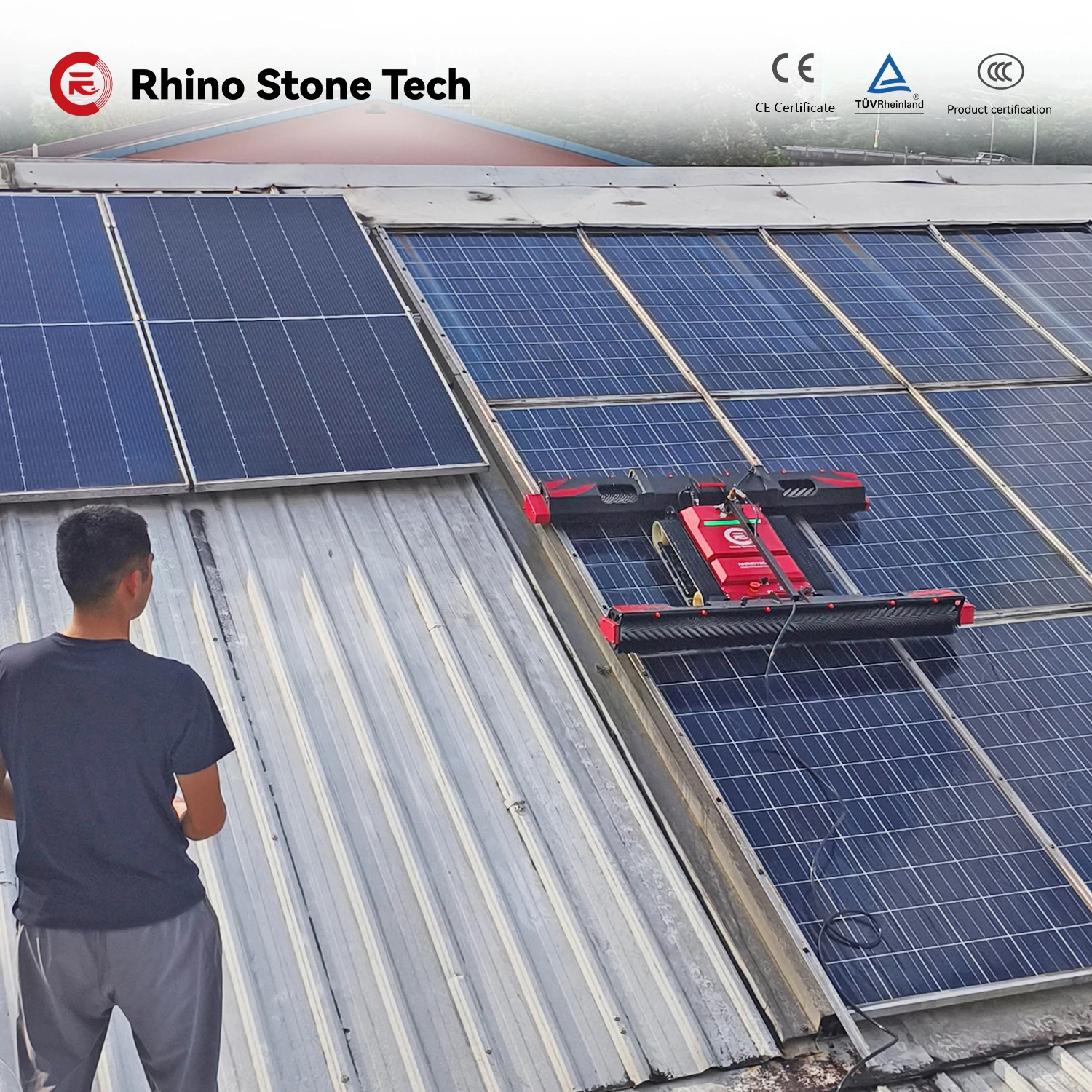 High Quality Battery Powered Solar Panel Cleaning Machine with Water Pump for Industrial Solar Farm PV Panel Deep Cleaning view 5