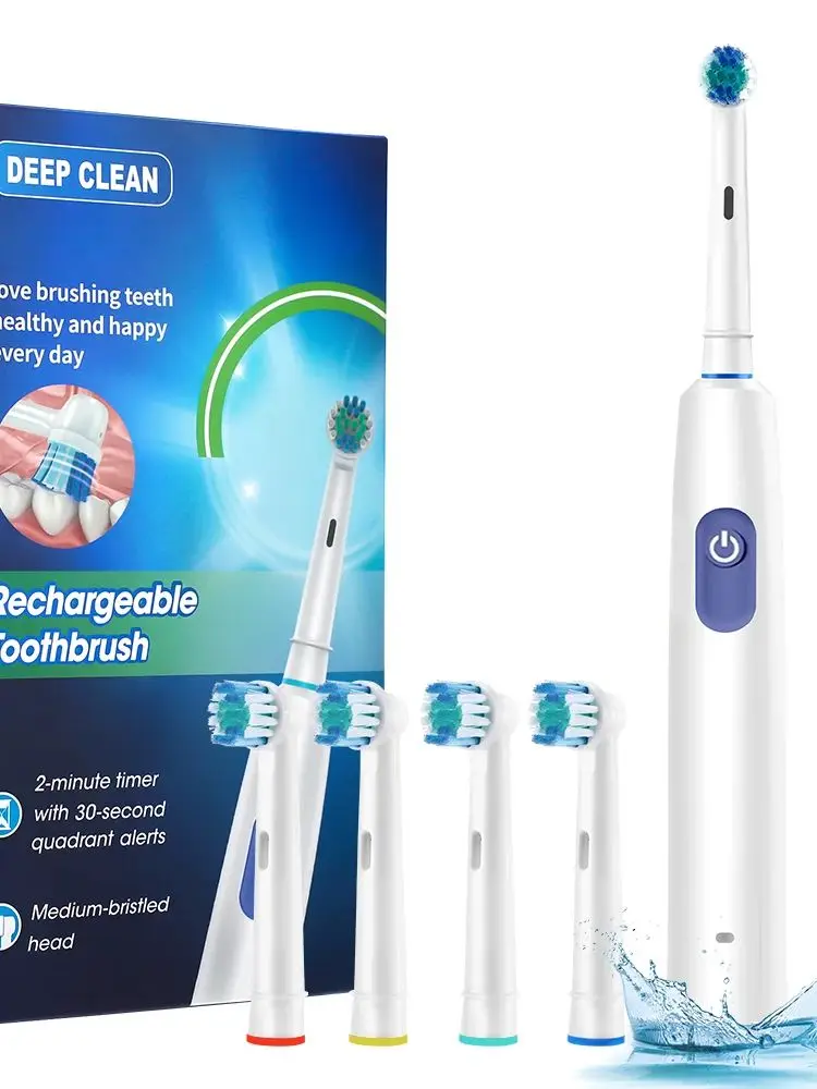 Ensemble de brosses à dents électriques rotatives pour adultes, blanchiment des dents, brosse souple à tête ronde 3D, brosse à dents électrique de Type C