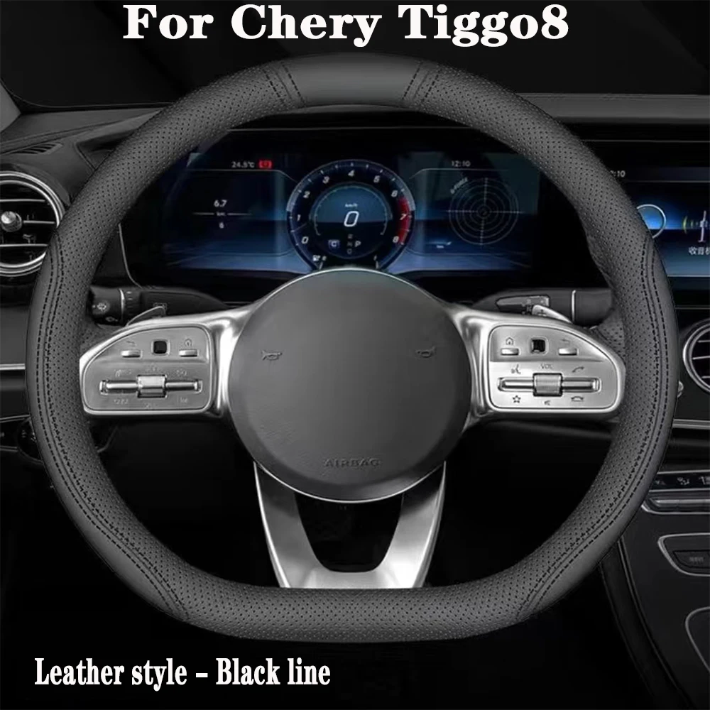 FOR Chery Tiggo 8  2023  Car steering wheel cover interior modification leather hand sewn decorate