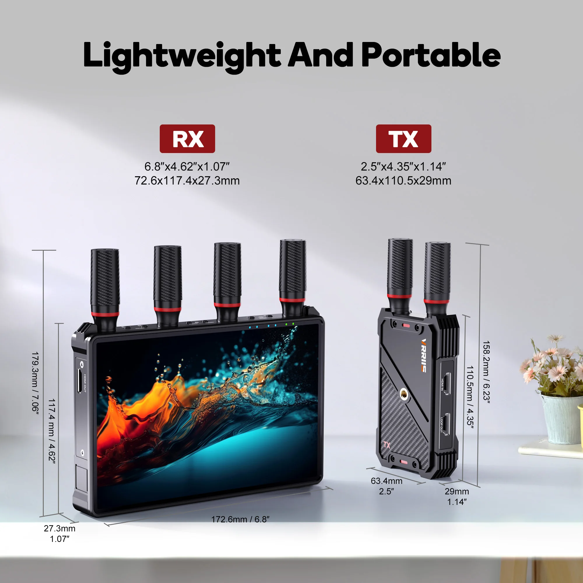 7inch Screen 400M Wireless Distance HDMI Wireless Video Transmitter and Receiver Outdoor Events Indoor Support 1TX to 5RX Screen