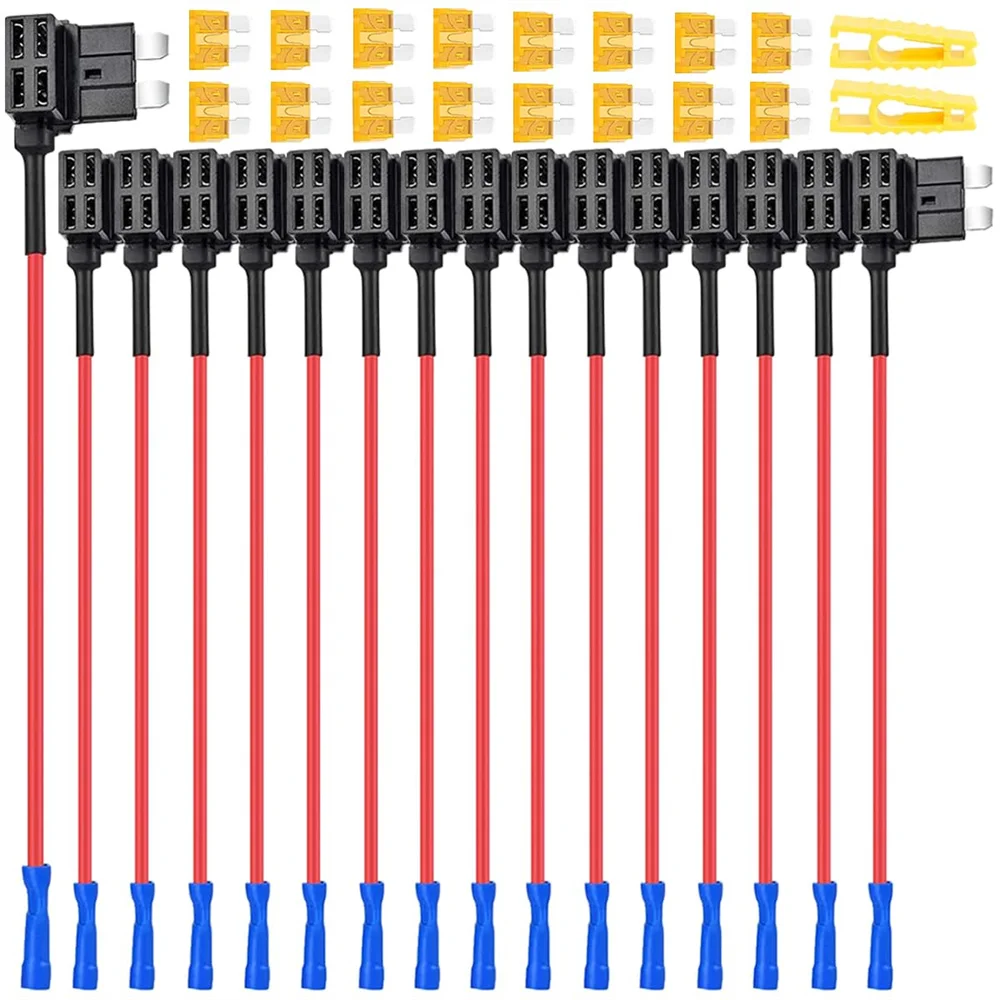 

16Pcs Standard Fuse Tap,12V Car Add-a-Circuit Fuse TAP Adapter,with 5 Amp Standard Blade Fuse Kit,Fuse Puller ,for Cars Trucks