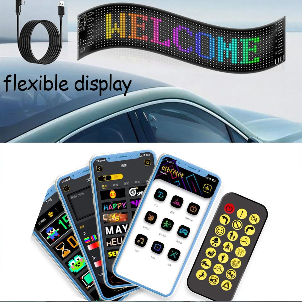 

RGB Bluetooth Panel Lamp Advertisement LED Matrix Pixel Lights Pattern Graffiti Scrolling Text Display Car Shop Night Light led