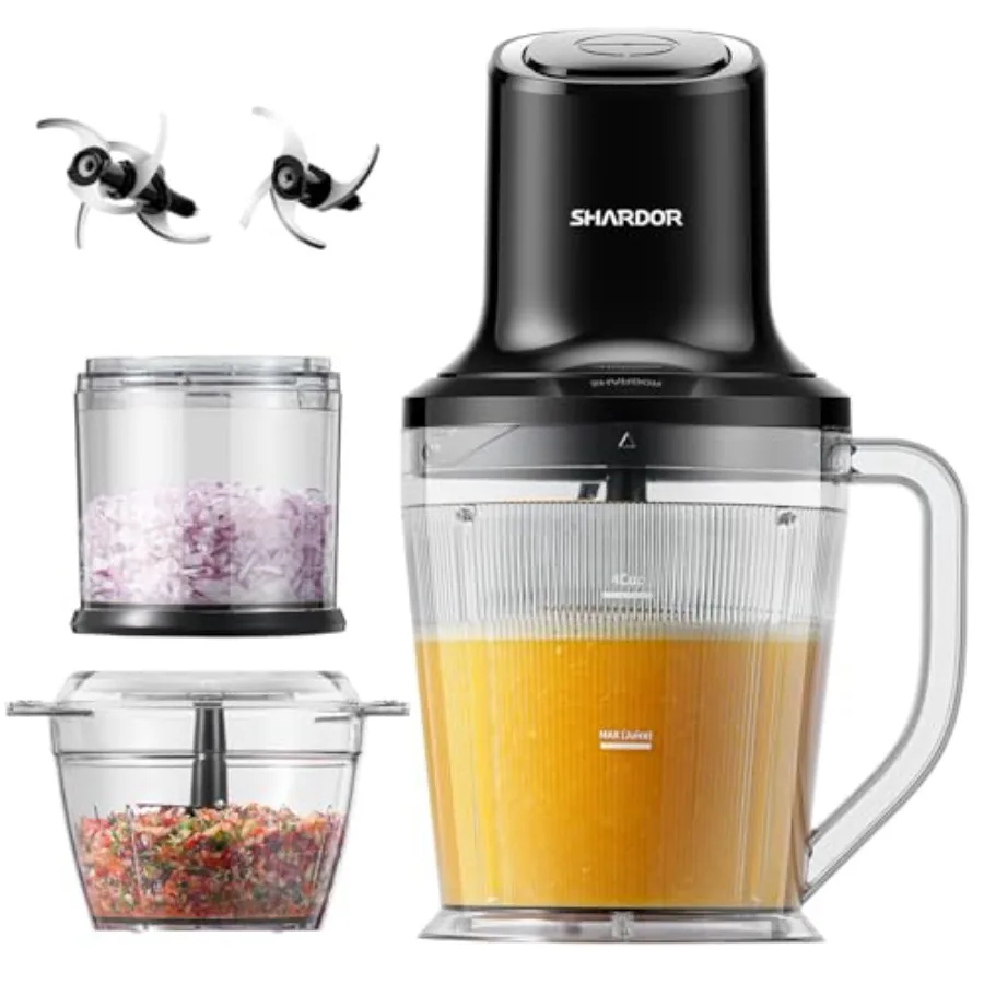 3-in-1 Small Food Processor/Blender, 400W Powerful Food Chopper with 6-Cup Jar, 4-Cup Processor Bowl and 2-Cup Chopper Bowl, fo