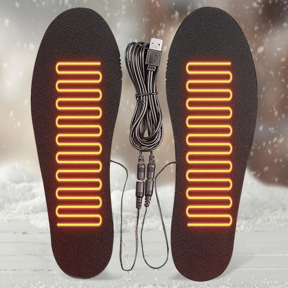 1-10Pair Winter Electric Heated Insoles USB Heating Feet Warmer Thermal Shoes Sock Pad Heated Insoles Washable Foot Fever Unisex