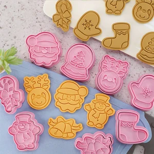 Weihnachtskekse Cutter, Santa Claus Cookie Form, Plastik -Keks -Stempel, Süßwaren Küchenkochen, Gebäckwerkzeuge, 8 Stcs 8 Hauptverkäufe von Weihnachtsschneidungen - №6