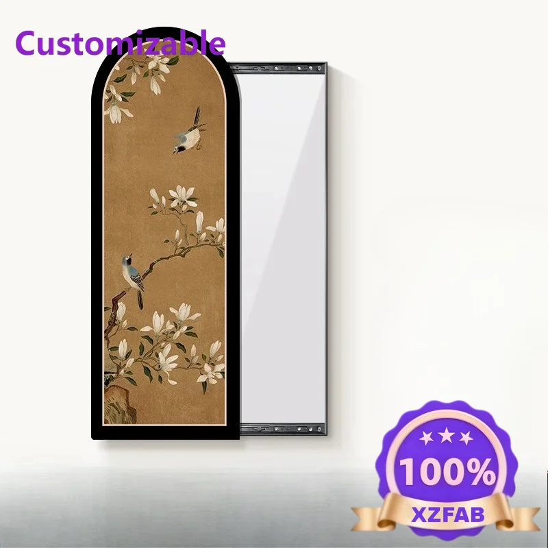 Factory Direct 2026 Top ingresso Specchio scorrevole a figura intera Pittura floreale vintage e per uccelli Spec