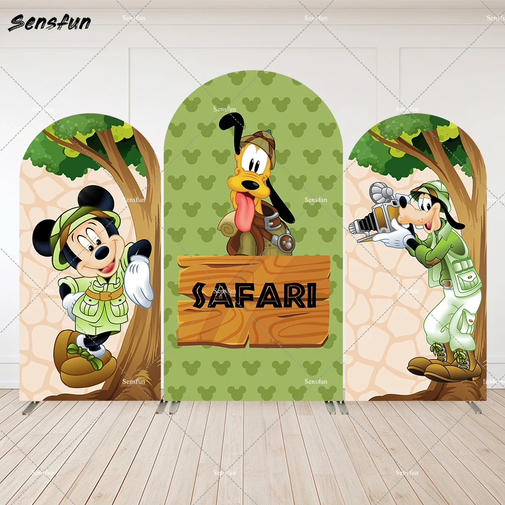 

Safari Mickey Mouse Arch Backdrop for Boy Birthday Decoration Party Supplies Minnie Mouse Safari Baby Shower Arched Wall Cover