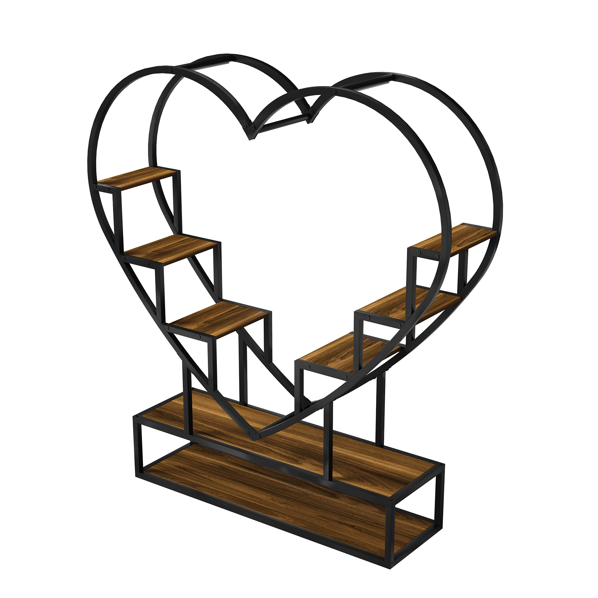 Rosahqnda Support pour plantes d'intérieur avec éclairage de culture, support pour plantes d'intérieur à 6 niveaux, support pour plantes d'angle d'intérieur, support pour plantes en métal, multiple, noir, étagère pour plantes d'intérieur et d'extérieur
