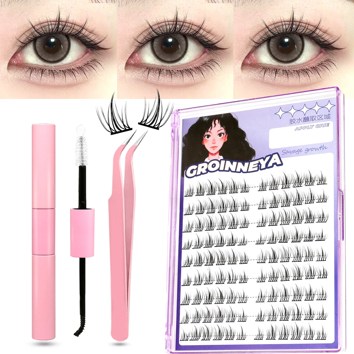 

DIY False Eyelashes Clusters Kit Sunflower Manga False lashes Natural Anime Lashes Effect Individual Lashes Extension Kit Makeup