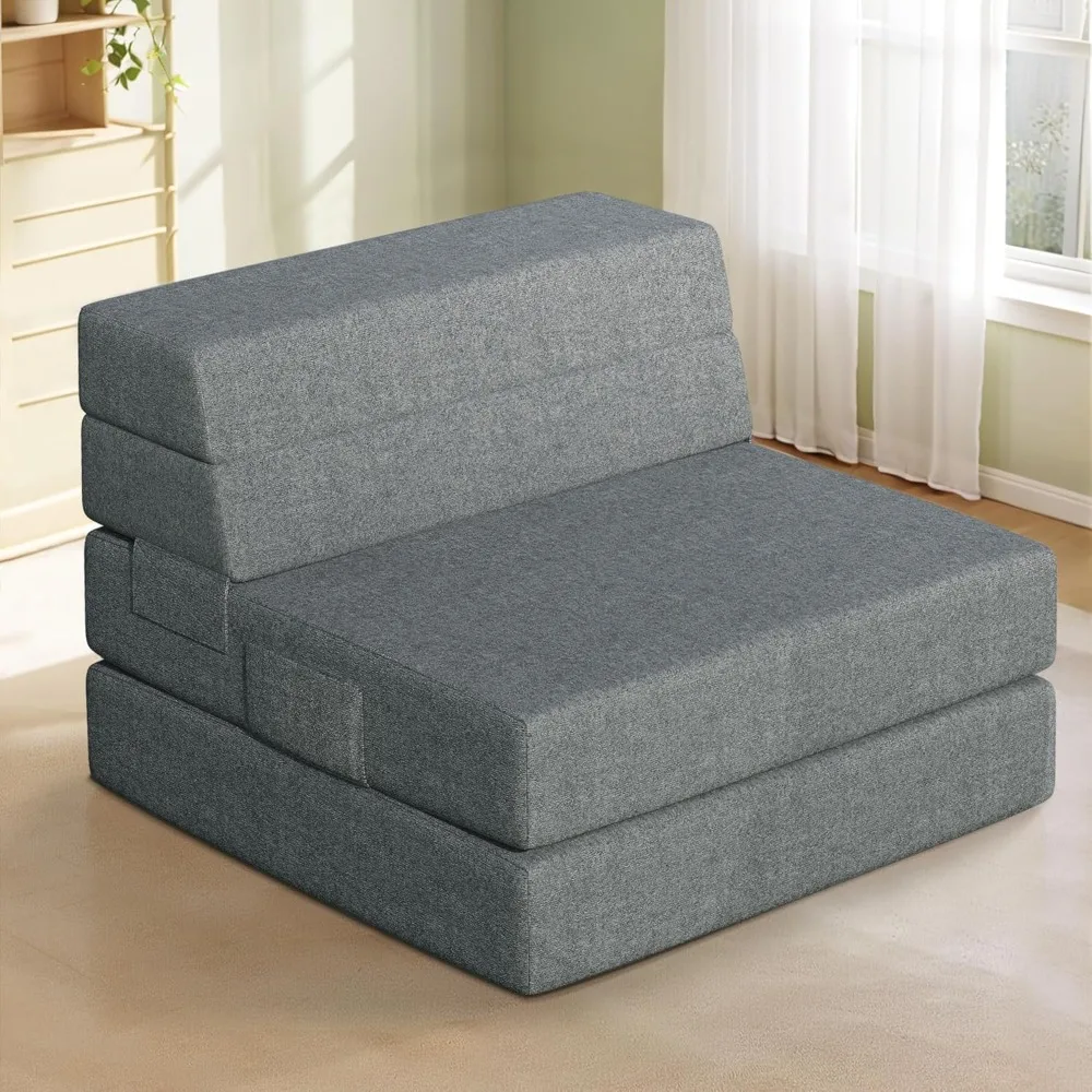 

Folding Sofa Bed w/Washable Cover, Foldable Mattress for Bedroom & Living Room, 6 Inches Four-fold Floor Sofas, Living Room Sofa