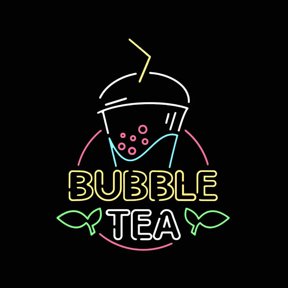 

Bubble Tea Leaves Neon Sign Light Custom Handmade Real Glass Tube Drink Bar Store Advertise Party Room Decor Display Lamp 20"X2