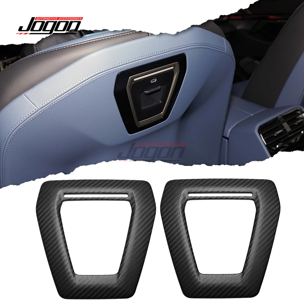 Real Carbon Fiber Car Interior Seat Backrest USB Port Panel Cover Trim For BMW 5 Series i5 M60 G60 530 G68 530Li 2024 2025