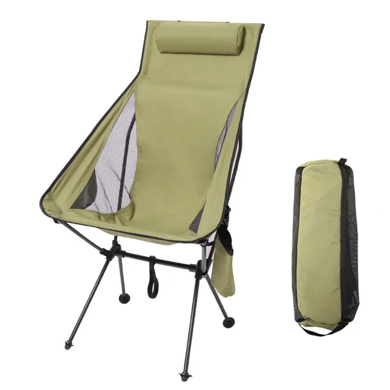 

Portable Folding Camping Chair with Headrest, Lightweight Tourist Chairs, Aluminum Alloy, Fishing Chair, Outdoor Furniture