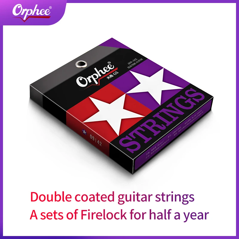 

Orphee Electric Guitar Strings Hexagon Steel Core Pure Nickel Windings Nano Coating Electric Guitar Strings Guitar Accessories